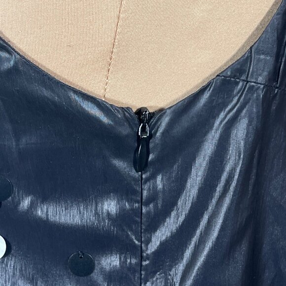 Ryu Flat Sequin Dress Shoulder Bow Black Shift Shimmery S Small Mini Cocktail - Picture 5 of 9